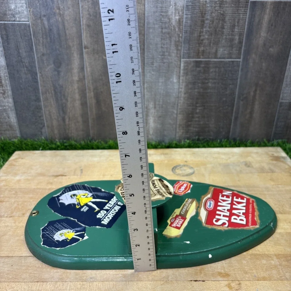 Vintage MCM Green Wood Wall Knife Rack Decoupage Shake N Bake Lipton Advertising